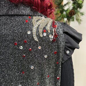 Vntg~ 80s Black & Silver Sequin Beaded Theatre Drag Queen Glam Rock Party Vest